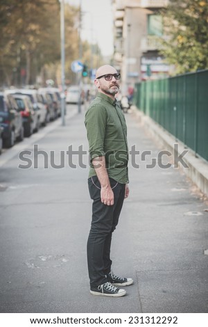 handsome middle aged man in the city