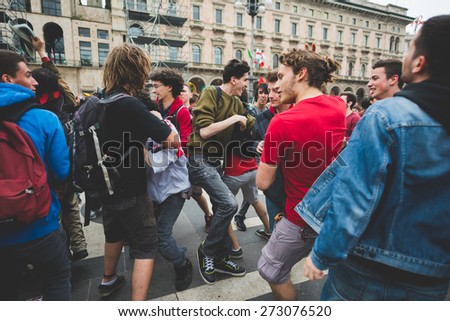 MILAN, ITALY - APRIL 25: celebration of liberation held in Milan on April 25, 2015.People took the streets in Milan to celebrate the 70th anniversary of the liberation of Italy from Nazism and Fascism