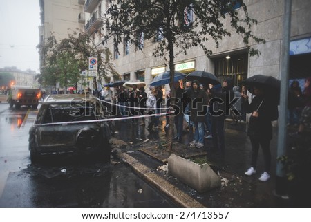 MILAN, ITALY - MAY 1: manifestation held in Milan May 1, 2015. city center destroyed by manifestant black block