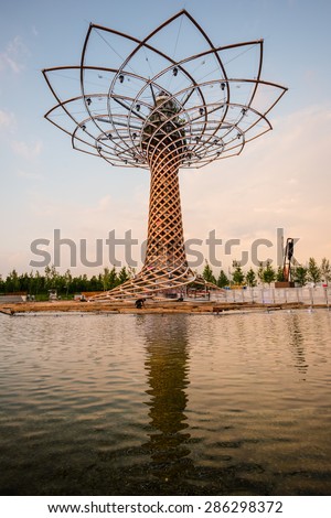 MILAN, ITALY - MAY 27: tree of life at Expo, universal exposition on the theme of food on MAY 27, 2015 in Milan