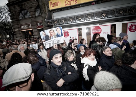 MILAN, ITALY - FEBRUARY 13: demonstration held in Milan February 13, 2011. Women protest against berlusconi\'s goverment to safeguard their rights humiliated by the Prime Minister