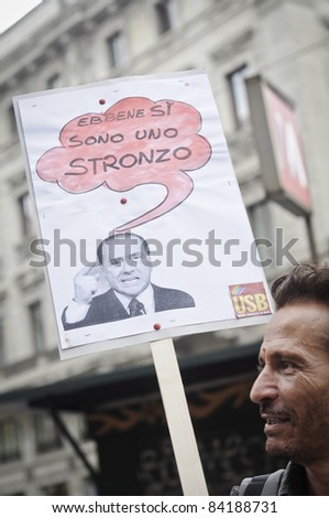 MILAN, ITALY - SEPTEMBER 06: protest against economic crisis in Milan september 06, 2011. Associations, trade unions and social centers manifest in the streets against the economic crisis