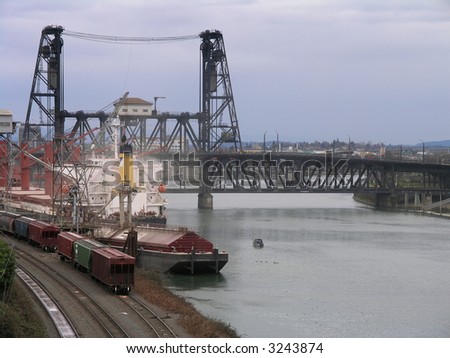 Industrial Area and Hawthorne Bridge: Portland, Oregon