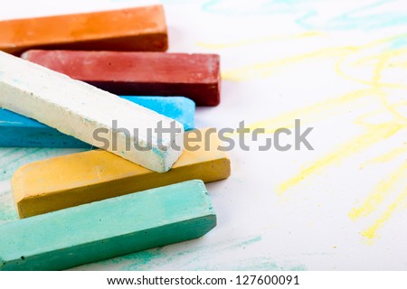 Crayons on a white background