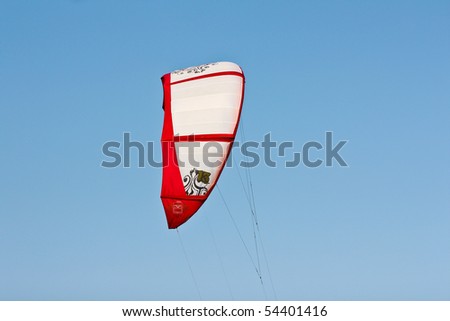 Flying kite of kite board in the air on the beach of Thailand