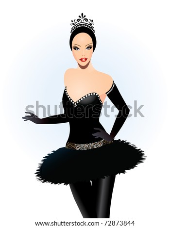 black swan ballerina costume. stock vector : Black Swan