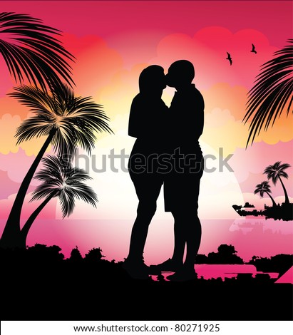 Beach Sunset Kiss