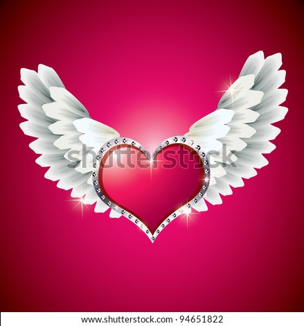 stock vector Heart with Angel Wings