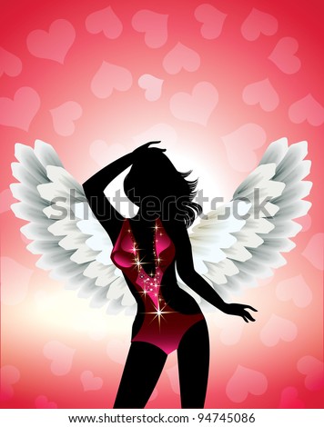stock vector Girl with Angel Wings