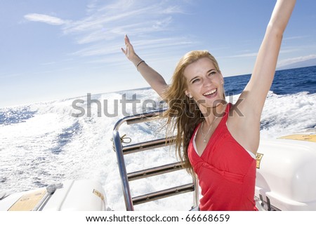 young sexy woman on a yacht