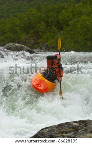 Kayak trip on the waterfalls in Norway