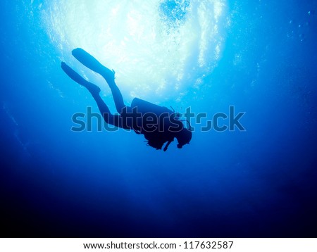 Silhouette of a diver