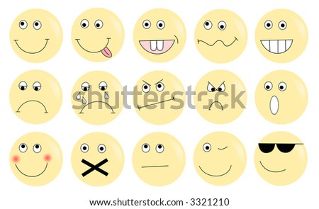 funny smiley. a set of 15 funny smilies