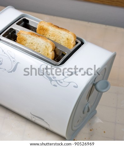 Two baked bread in a fancy toaster