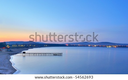 A night landscape of ocean with very smooth water