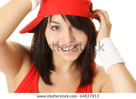 stock photo Close Up of a Teen Happy Young Smiling Sporty Girl Dancing Hip