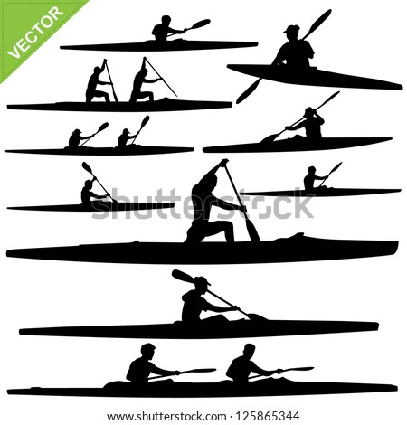 Kayaking silhouettes vector