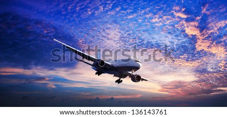 Jet in a sunset sky Jet in a sunset sky