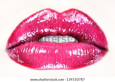 Pink lips. Shallow depth of field.