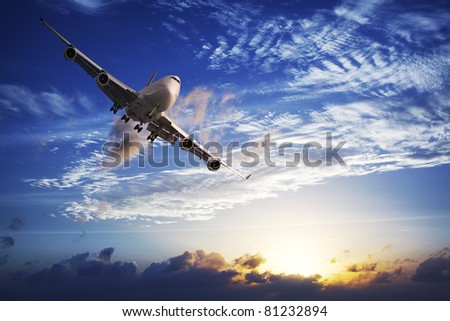 Jet plane in flight