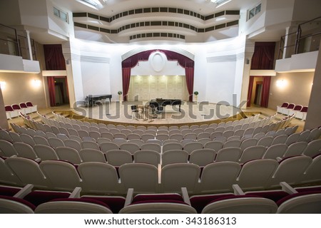 MOSCOW, 13 NOVEMBER, 2015: View of the stage of the concert hall at the Central Music School at the Moscow State Conservatory Tchaikovsky in Moscow, Russia