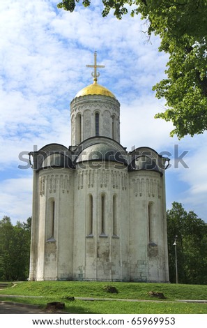 Saint Demetrius Cathedral in Vladimir town. It is unique monument of white-stone architecture and it is in UNESCO World Heritage Site.