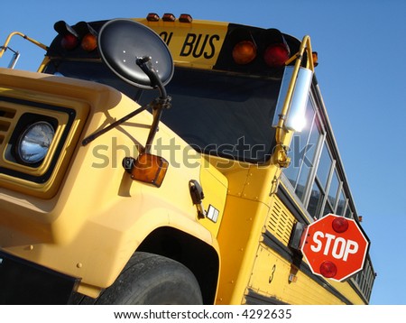 School bus with Stop sign out