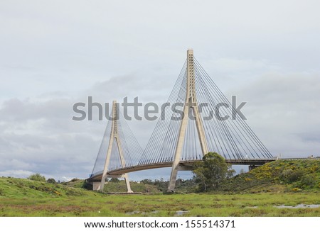 Puente Internacional suspension bridge across the border between Spain & Portugal