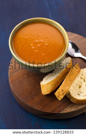 traditional indian tomato soup on kitchen table