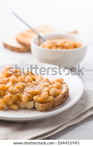 British Baked Beans on Toast. English breakfast