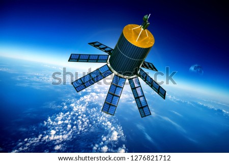 Space satellite orbiting the earth. Elements of this image furnished by NASA.