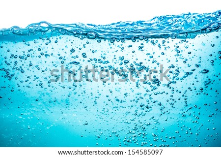 Many Bubbles In Water Close Up, Abstract Water Wave With Bubbles