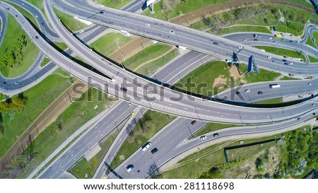 Aerial view of a freeway intersection Aerial view of a freeway intersection