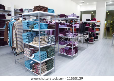 Interior of shop of clothes