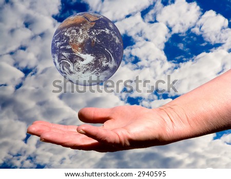 Catch The Earth with Sky & Cloud Background