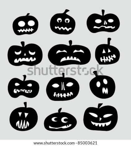 Pumpkin Icons, Black And White Vector - 85003621 : Shutterstock