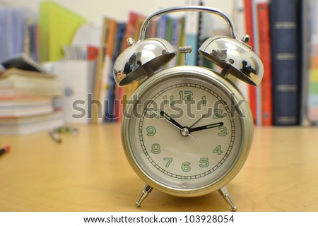 alarm clock on study desk