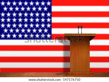 Podium and American Flag