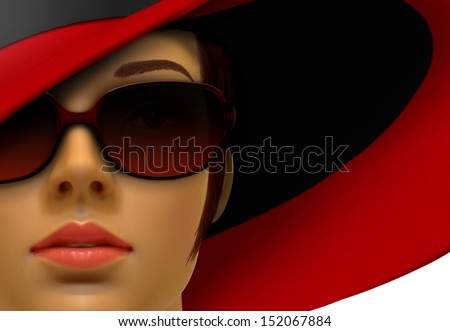 Women Mannequin in Red with Hat and Shades
