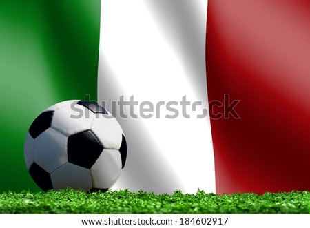 Soccer Ball with Italian Flag Background