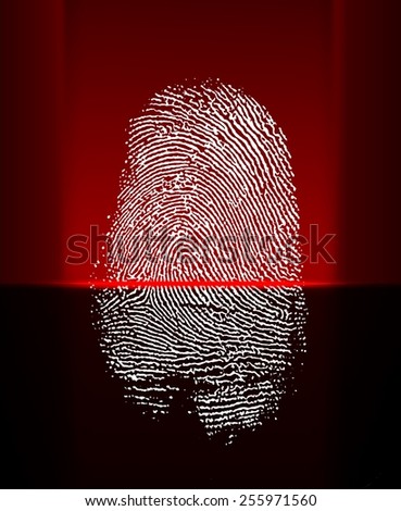 Thumb print scanning with red laser beam