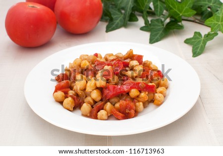 Oriental chickpeas salad with tomatoes horizontal