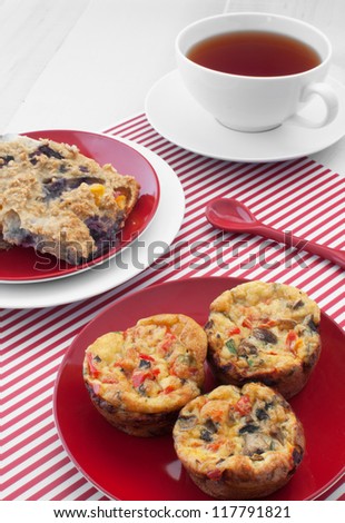Egg muffins and oat squares healthy breakfast