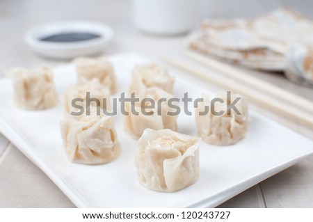Chinese crab meat dumplings with soy sauce