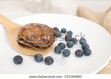 Blueberry pancakes from healthy oats and whole wheat