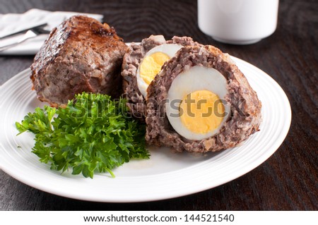 Scottish egg with ground meat dish