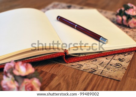 handmade romantic retro notebook with pen