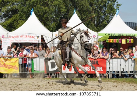 BRUSSELS, BELGIUM-JUNE 2: Unidentified rider shows his art during EuroFeria Andaluza on June 2, 2012 in Brussels. This celebration of Spanish culture is an annual artistic event in Brussels.