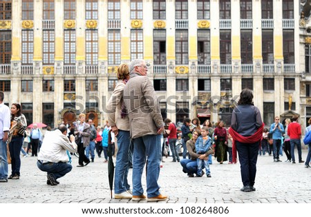 BRUSSELS, BELGIUM - JULY, 21: One of mostly visited tourist places - Grand Place was especially crowded during National Day of Belgium celebrations on July 21, 2012 in Brussels.