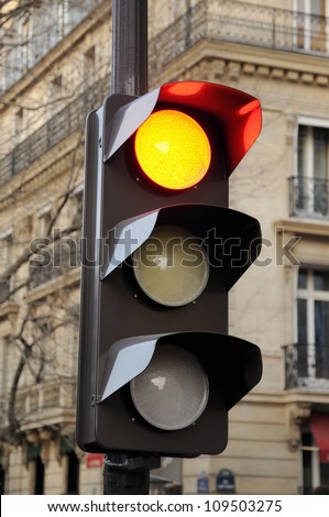 Traffic light in street in Paris